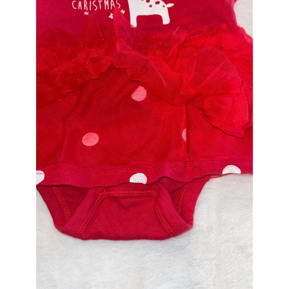 Gerber Romper Tulle Tutu Skirt Baby Girls 0-3 Month Red‎ First Christmas Ruffle